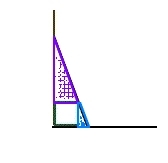 Trekanten som dannes av kassens topp(lokk), stigen og veggen er en trekant og den andre trekanten er det lille glippet mellom kassen og stigen (helt nede mot bakken) - kassens høyde, stigen og den korte avstanden mellom kassen og stigen nede på bakken.